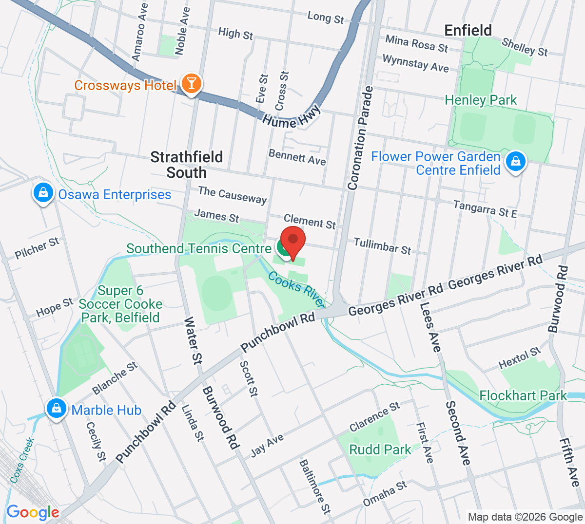 Map of Southend Tennis Centre