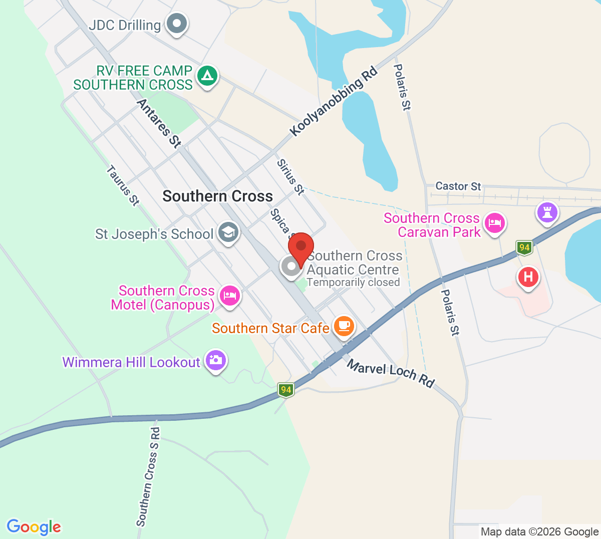 Map of Southern Cross Tennis