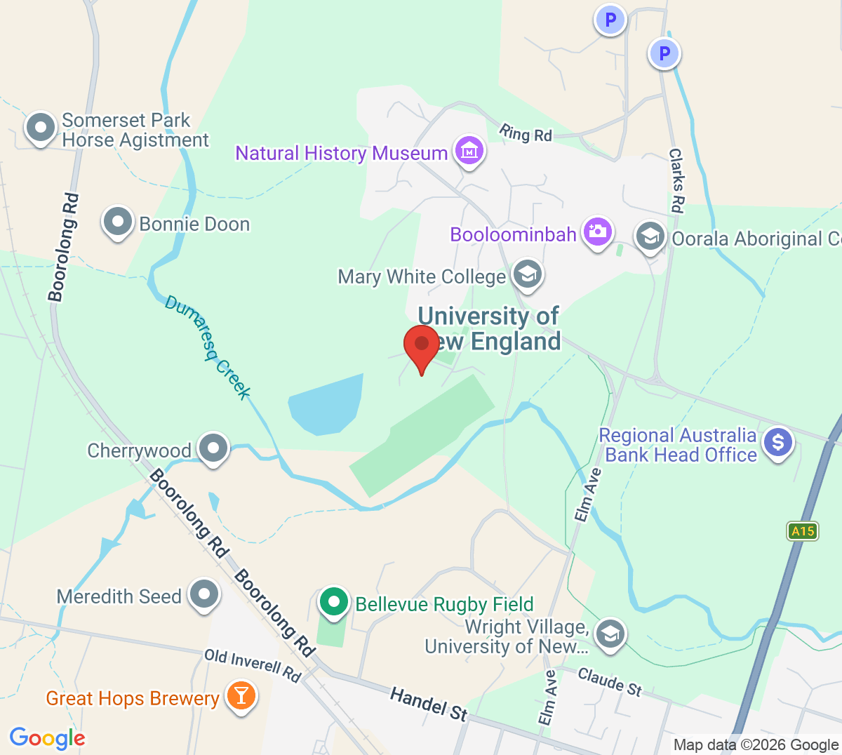 Map of University of New England Tennis Club