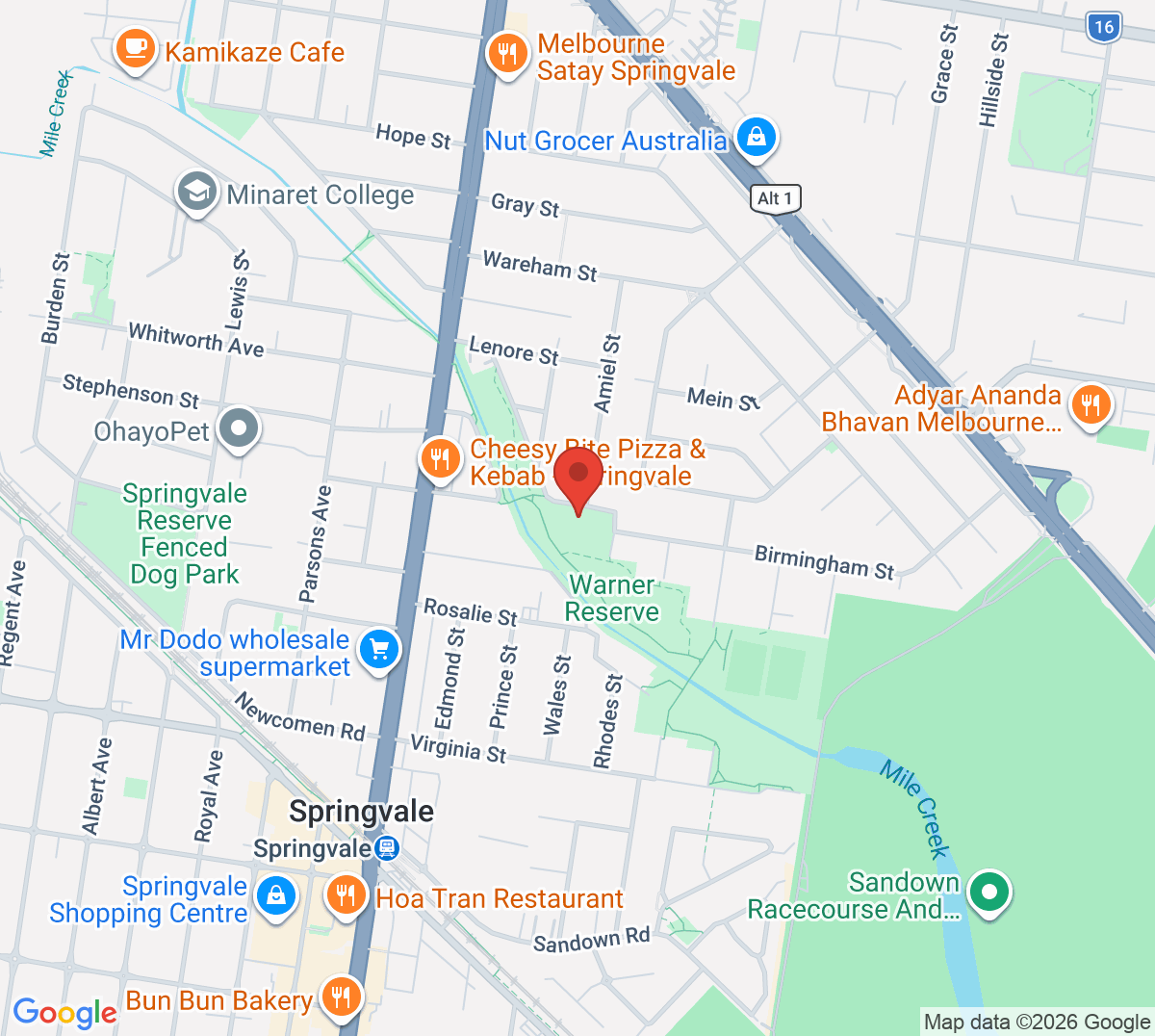 Map of Springvale North Tennis Club