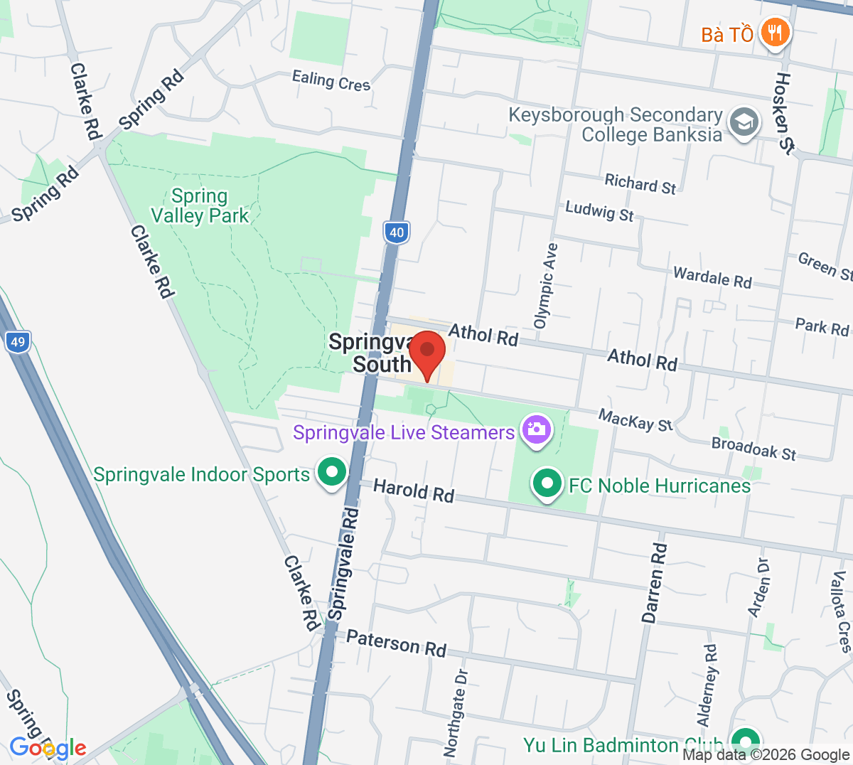 Map of Springvale South Tennis Club