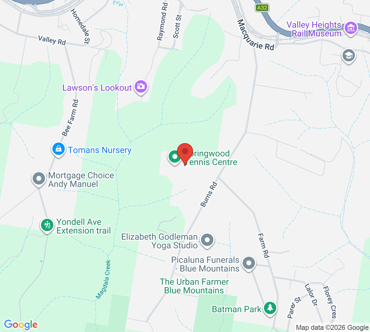 Map of Springwood Tennis Centre