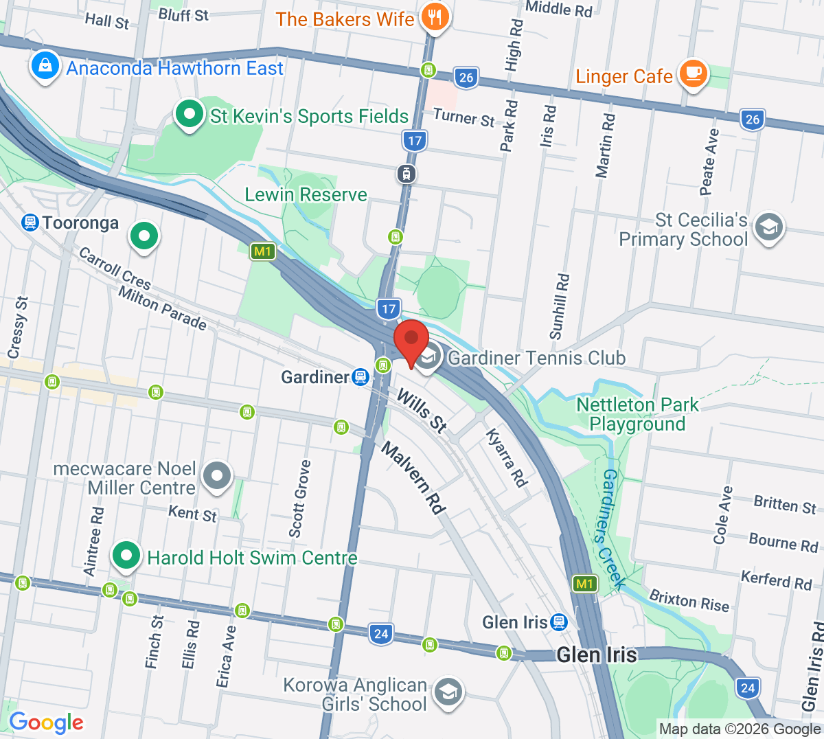 Map of St Andrews Gardiner Tennis Club