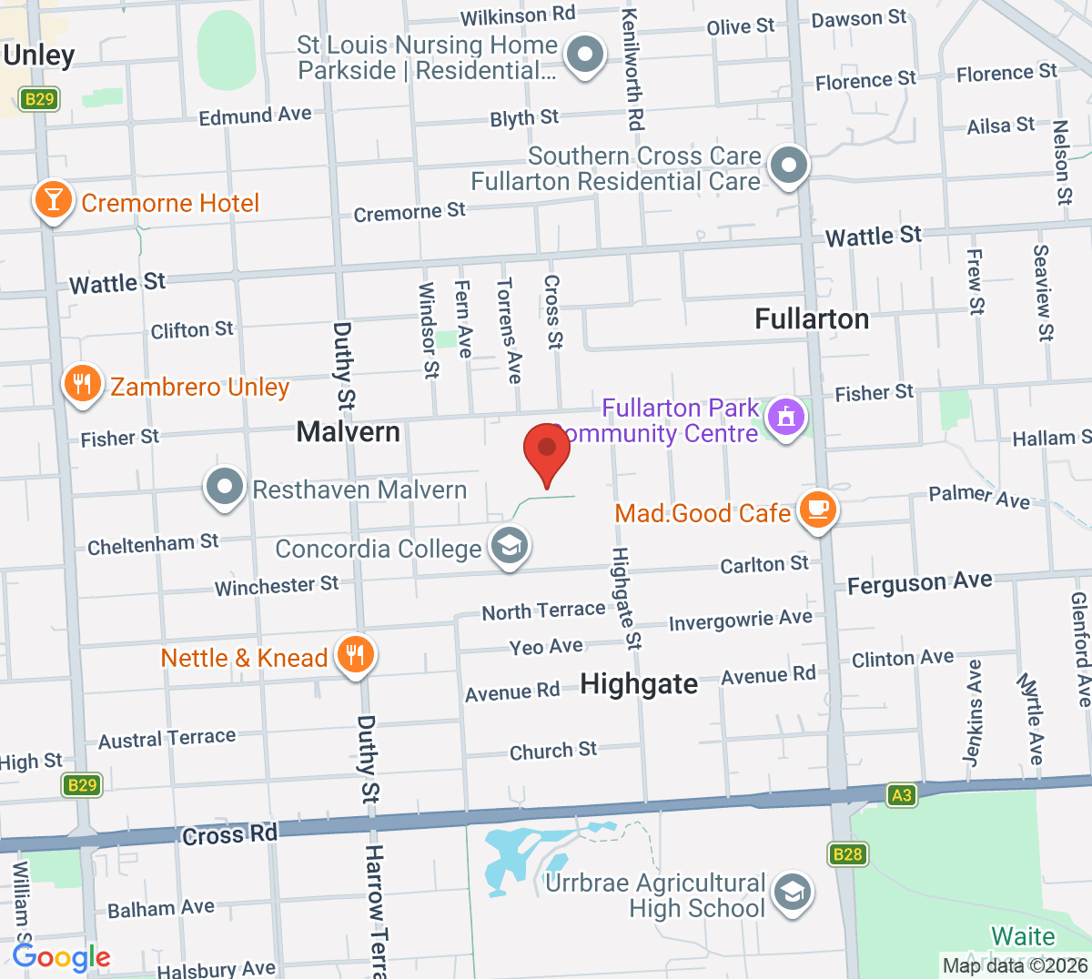 Map of St Stephens Lutheran Tennis Club