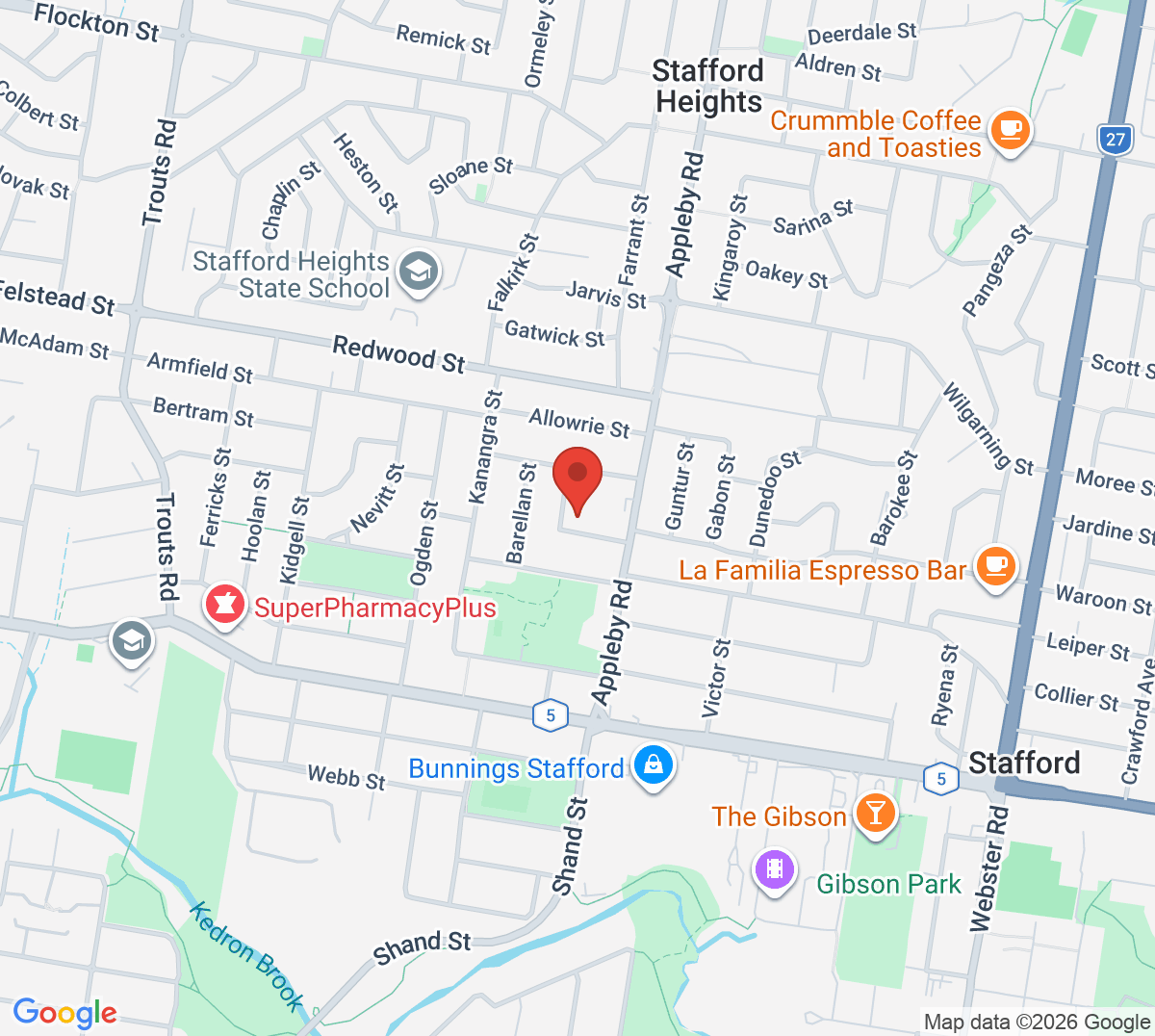 Map of Stafford Parish Tennis Courts (Our Lady Queen of Apostles Catholic Church)