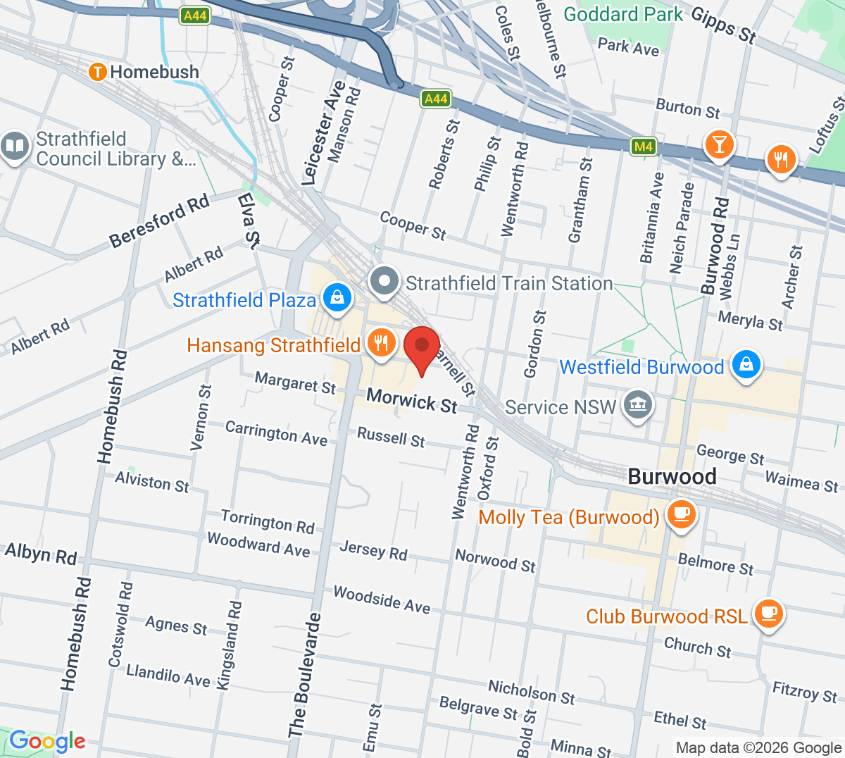 Map of Strathfield Sports Club (Tennis)