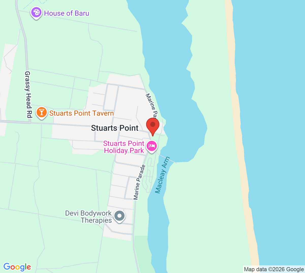 Map of Stuarts Point and District Tennis Club