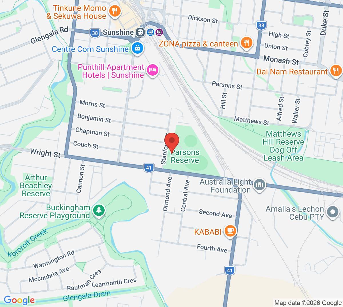 Map of Sunshine Park Tennis Club