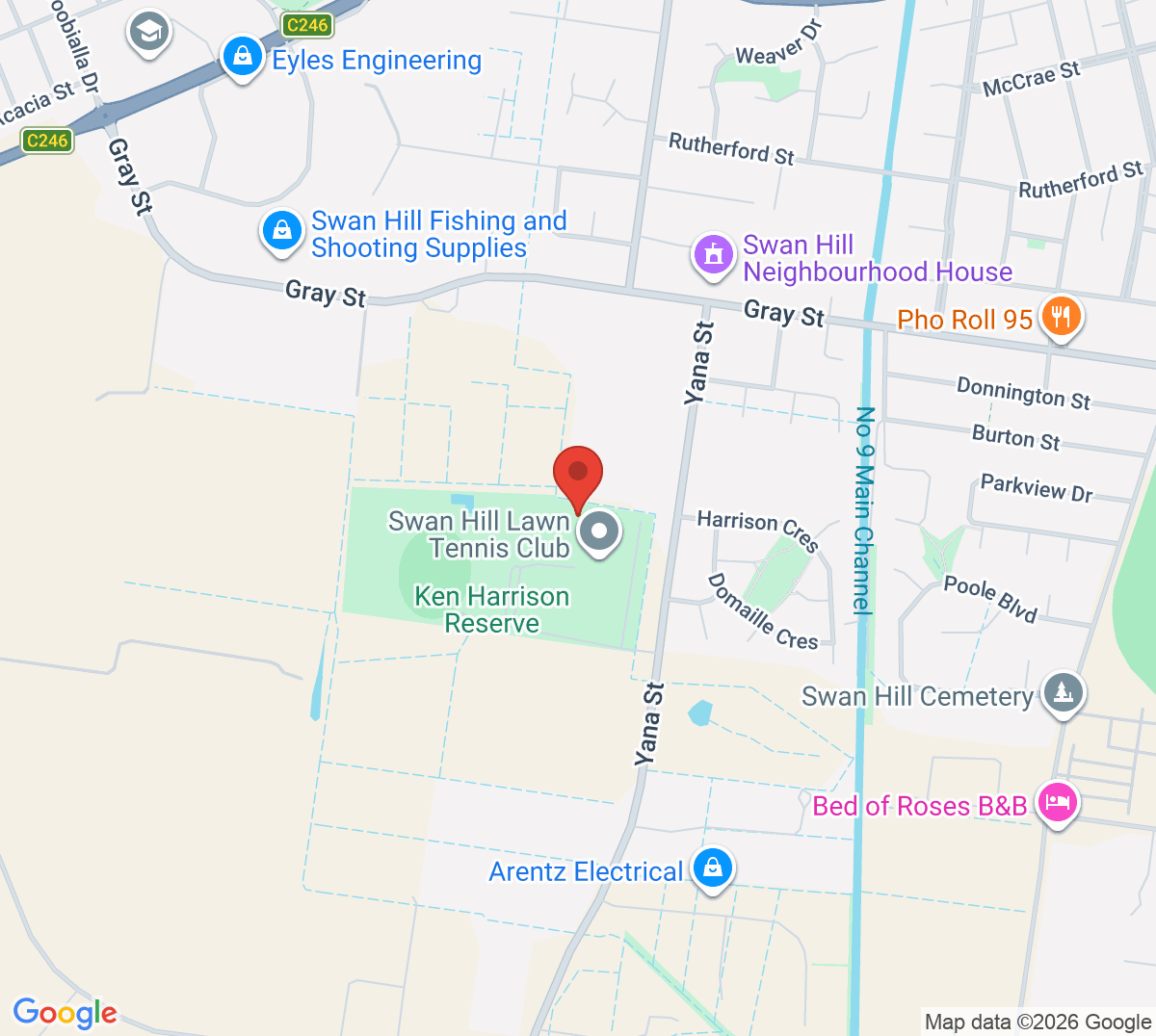 Map of Swan Hill Lawn Tennis Club