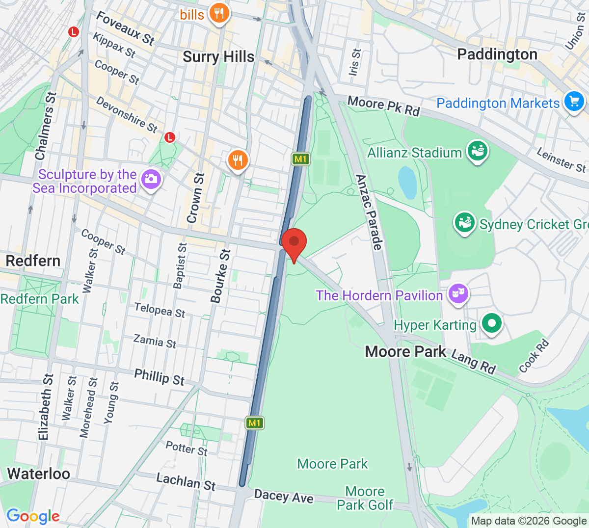 Map of Sydney Boys High School