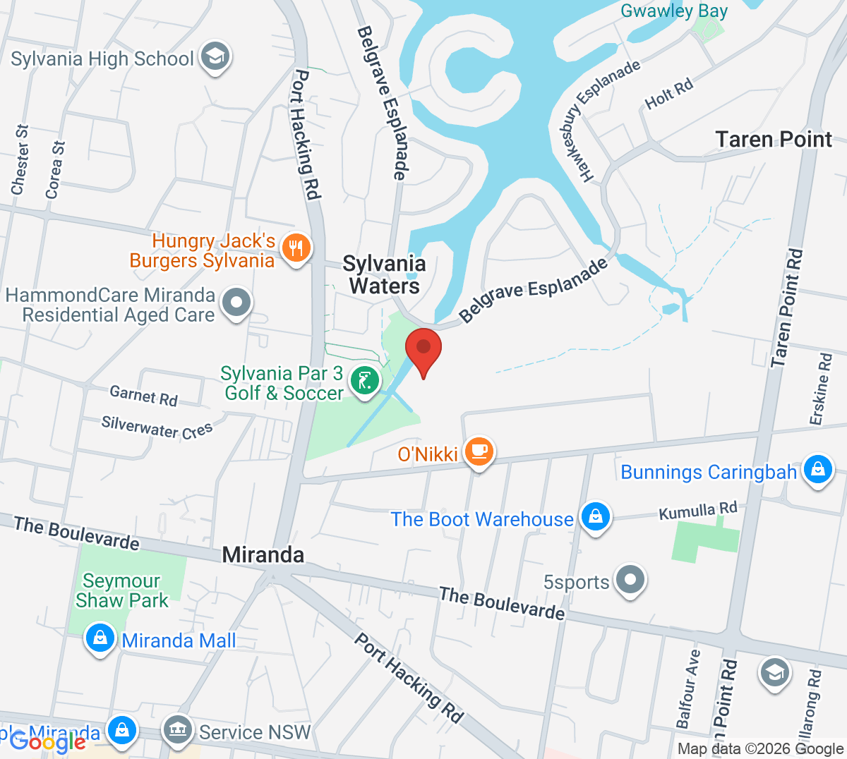 Map of Sylvania Waters Tennis Centre