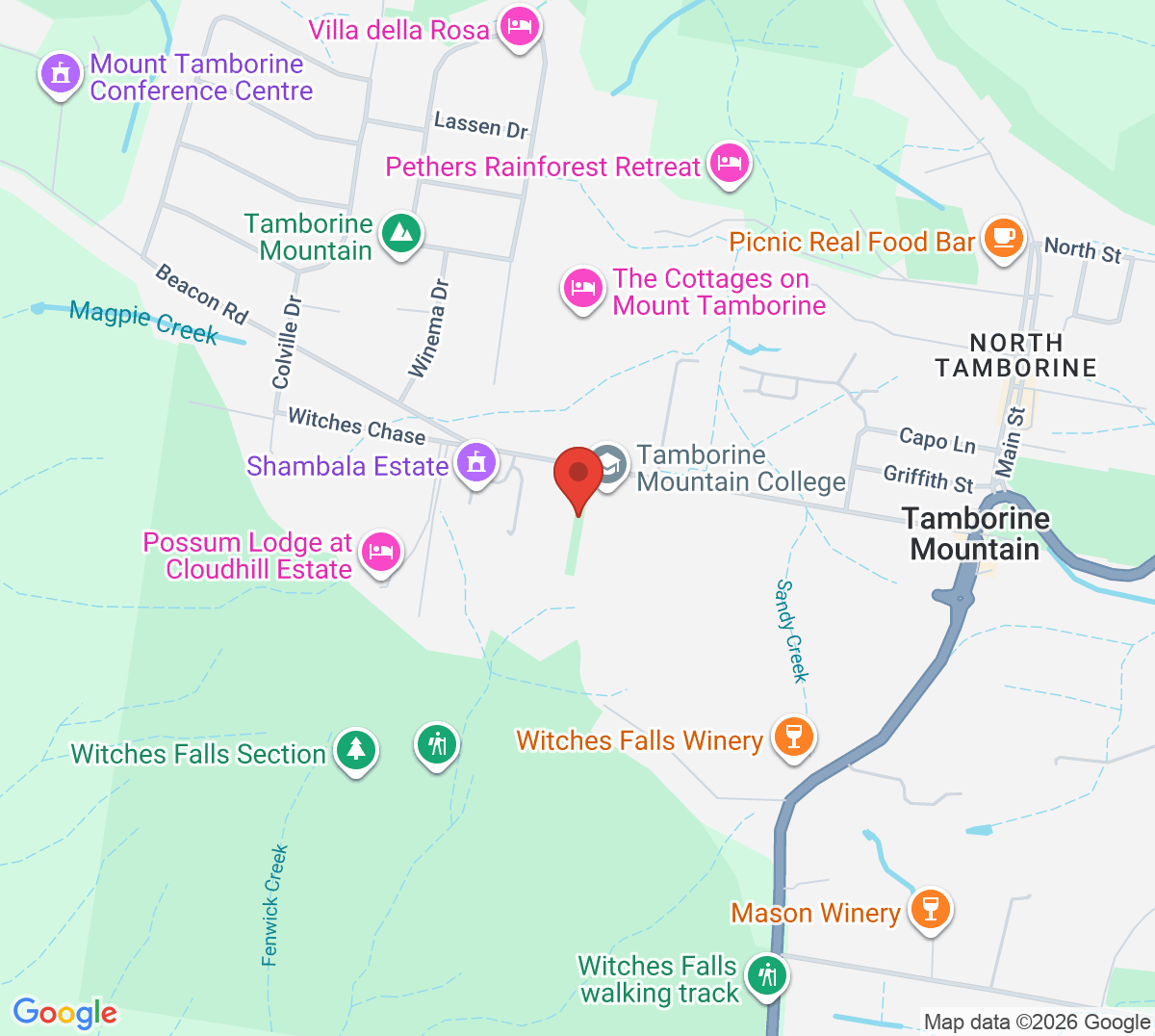 Map of Tamborine Mountain Tennis Club