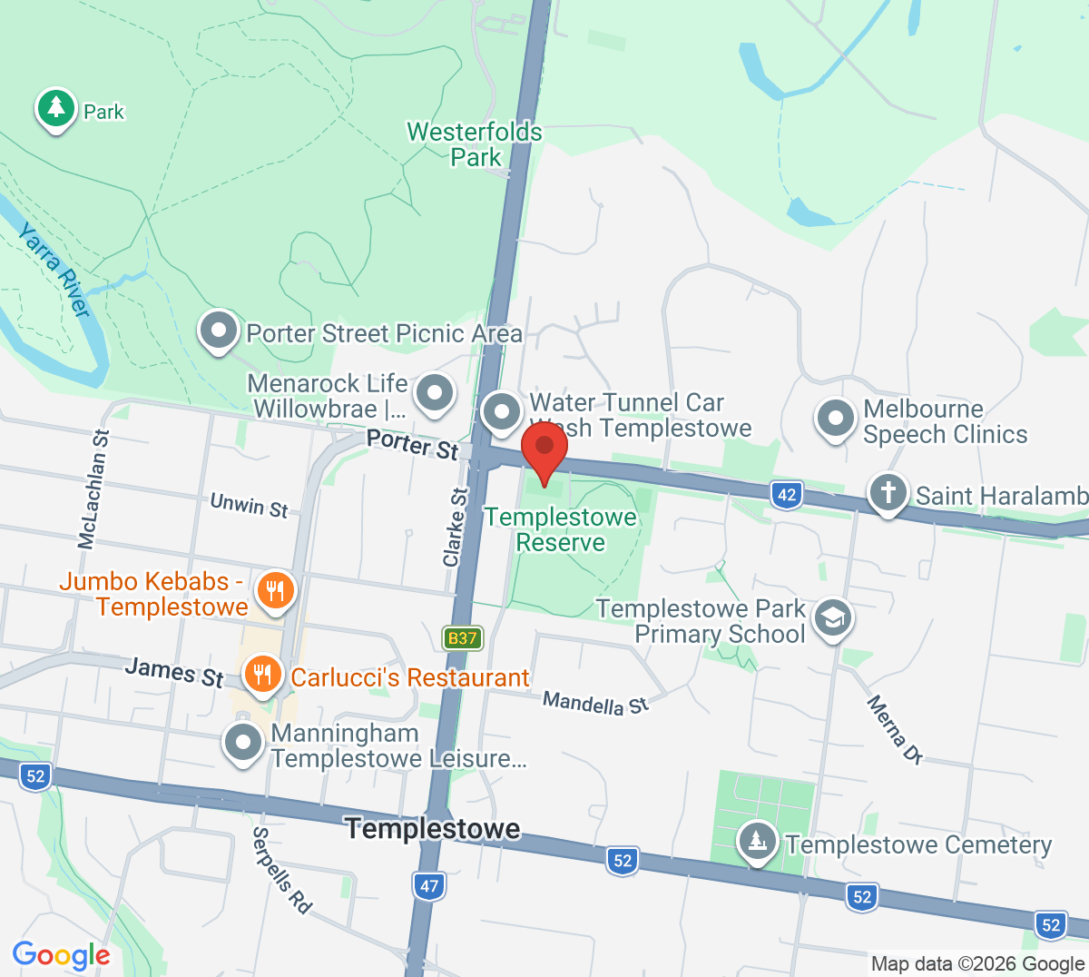 Map of Templestowe Park Tennis Club