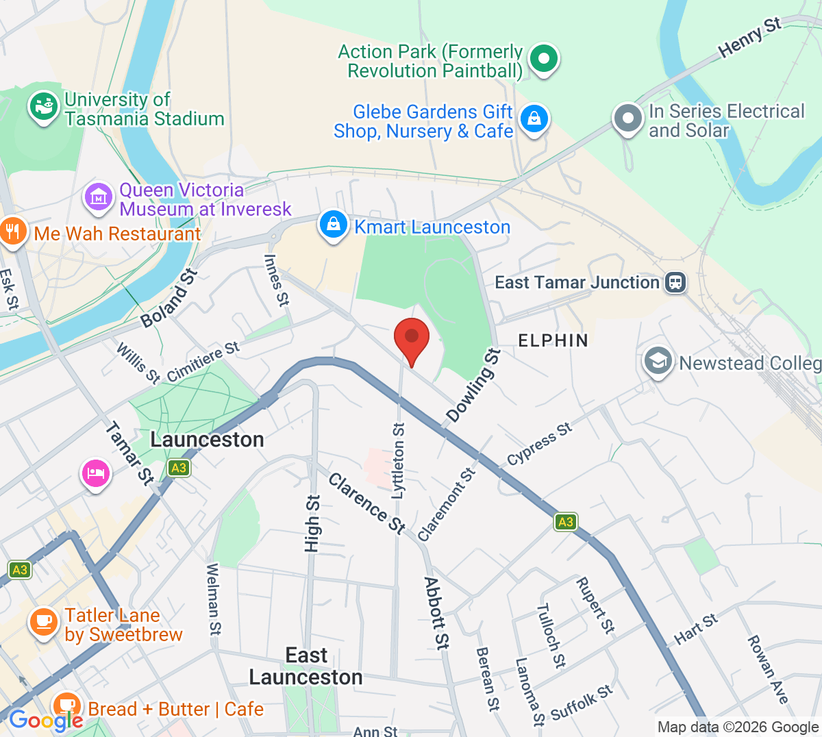 Map of Tennis World Launceston