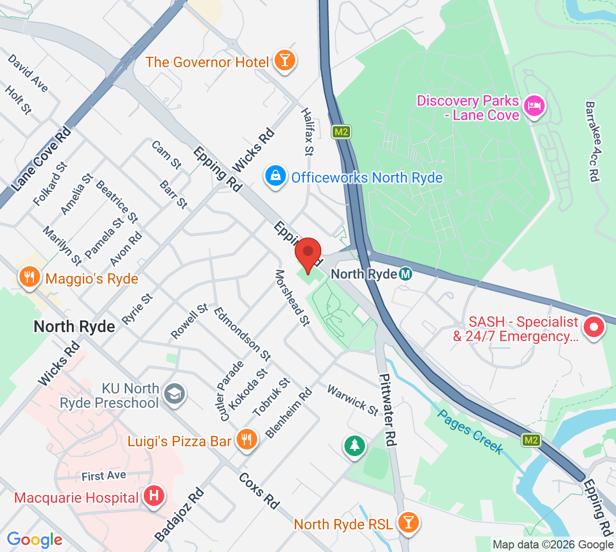 Map of Tennis World North Ryde