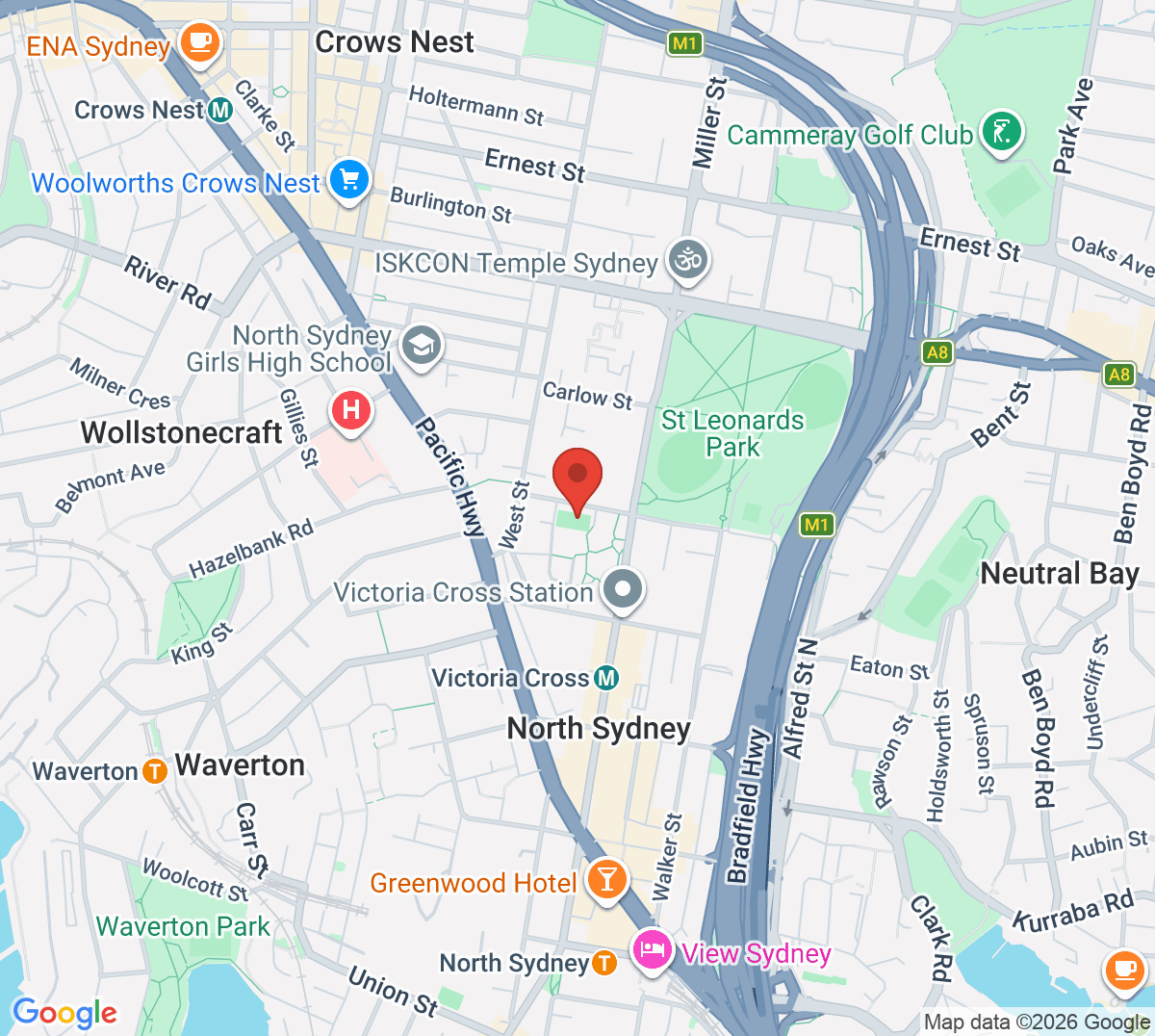 Map of Tennis World North Sydney