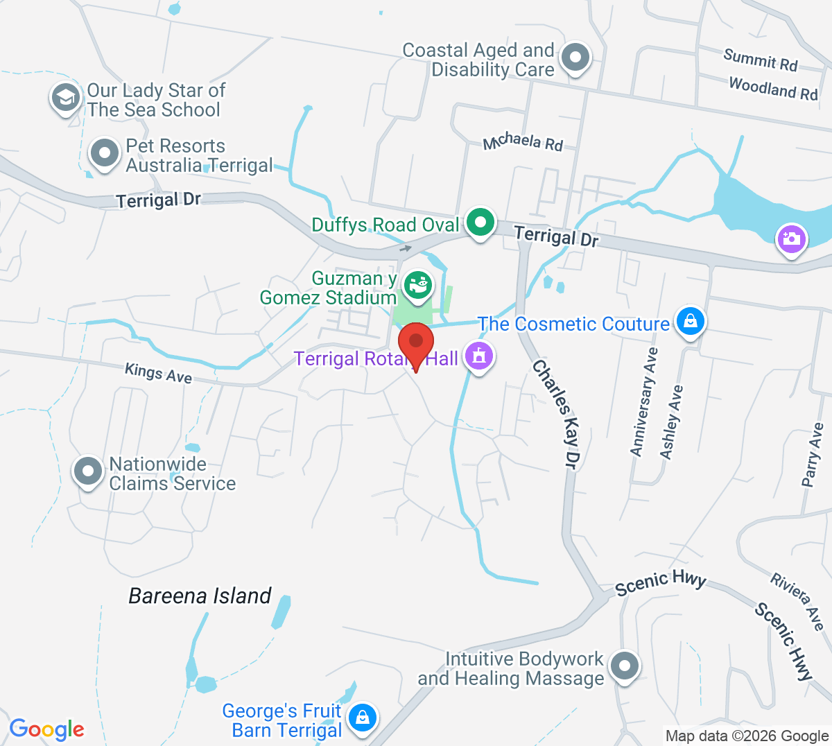 Map of Terrigal Tennis (Tennis Learning Company)