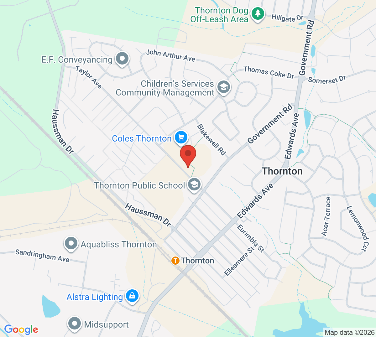 Map of Thornton Tennis Courts