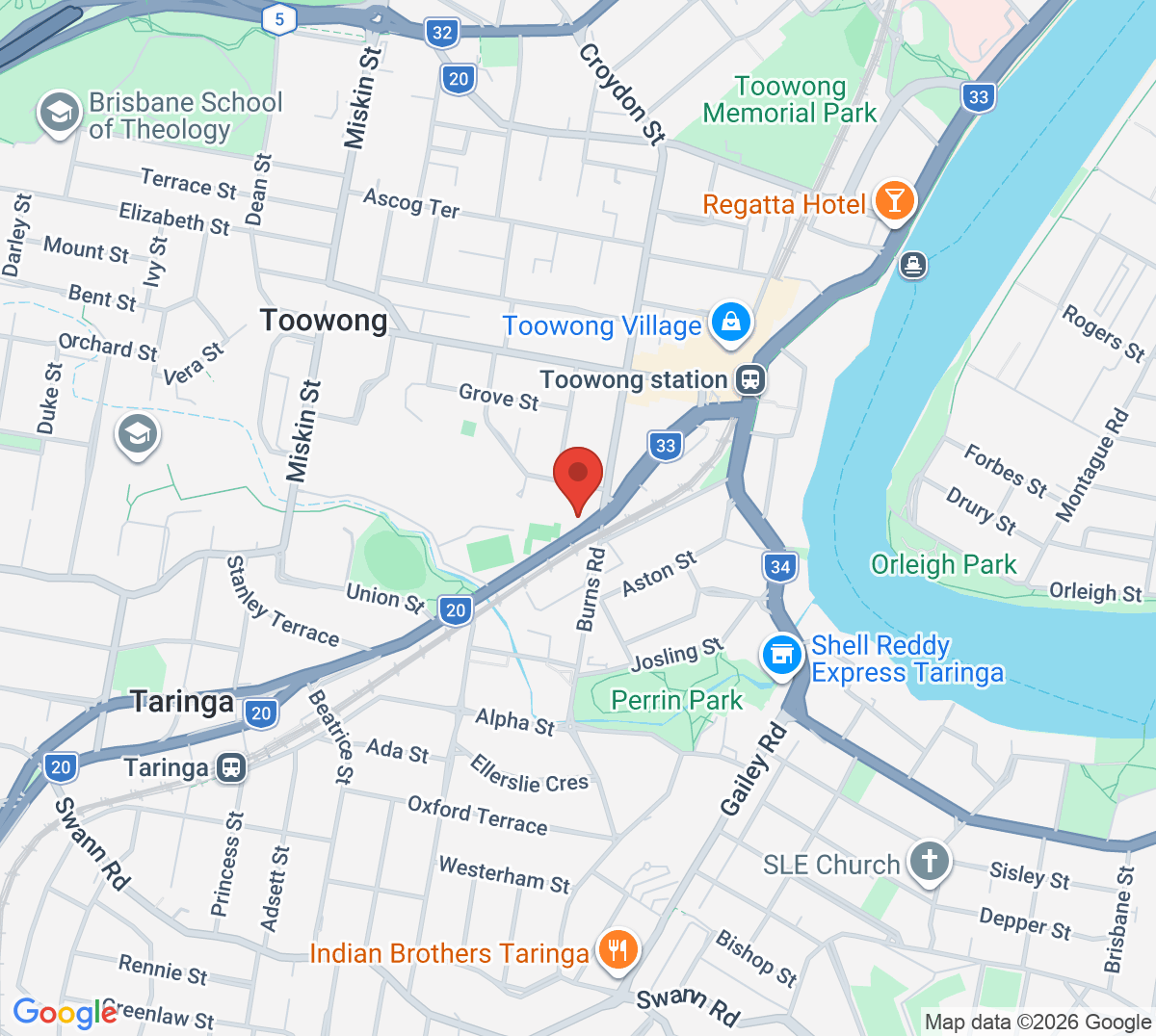 Map of Toowong Tennis Club