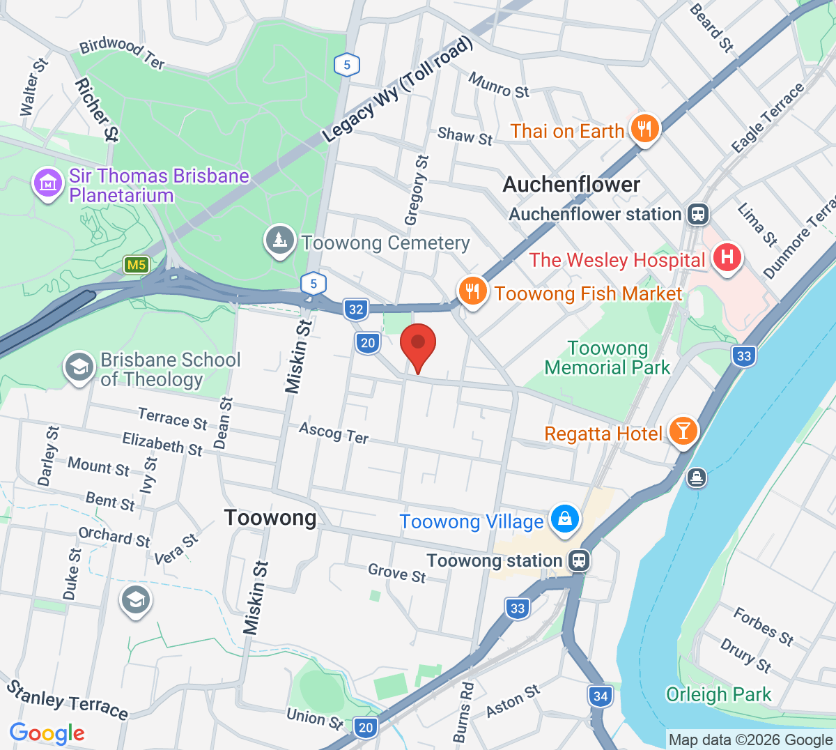 Map of Toowong Tennis Centre