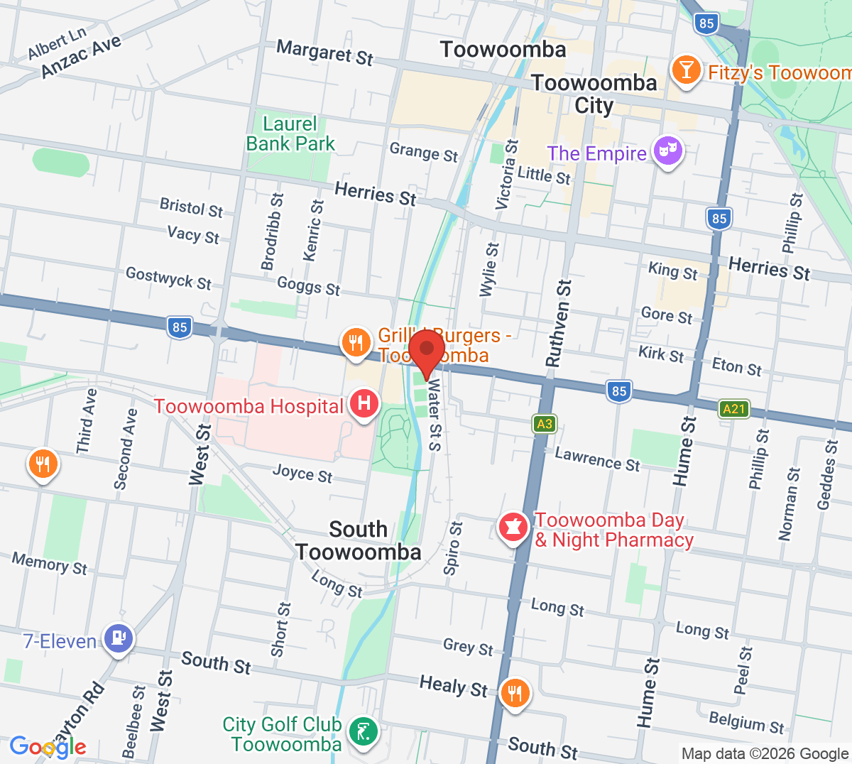 Map of Toowoomba Tennis Association