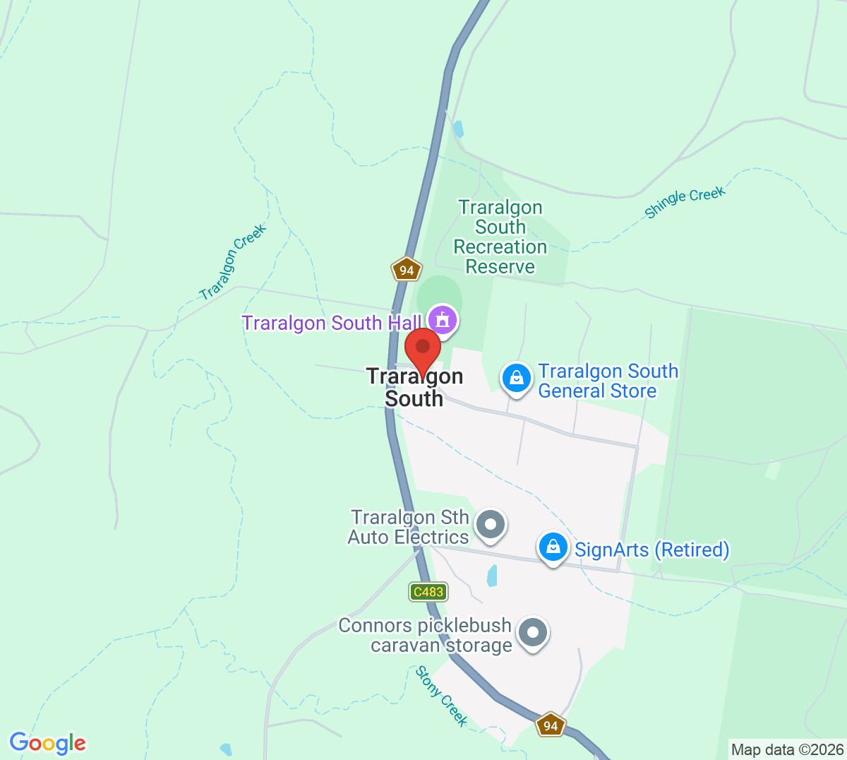 Map of Traralgon South Tennis Club
