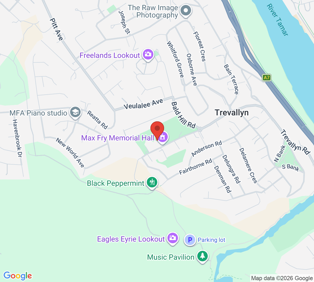 Map of Trevallyn Tennis Club