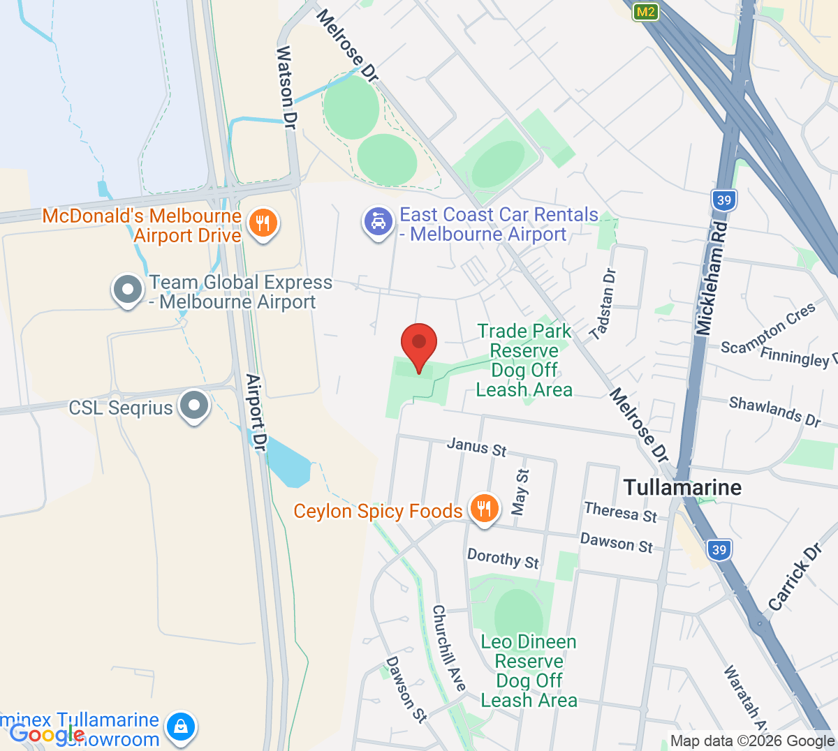 Map of Tullamarine Tennis Club