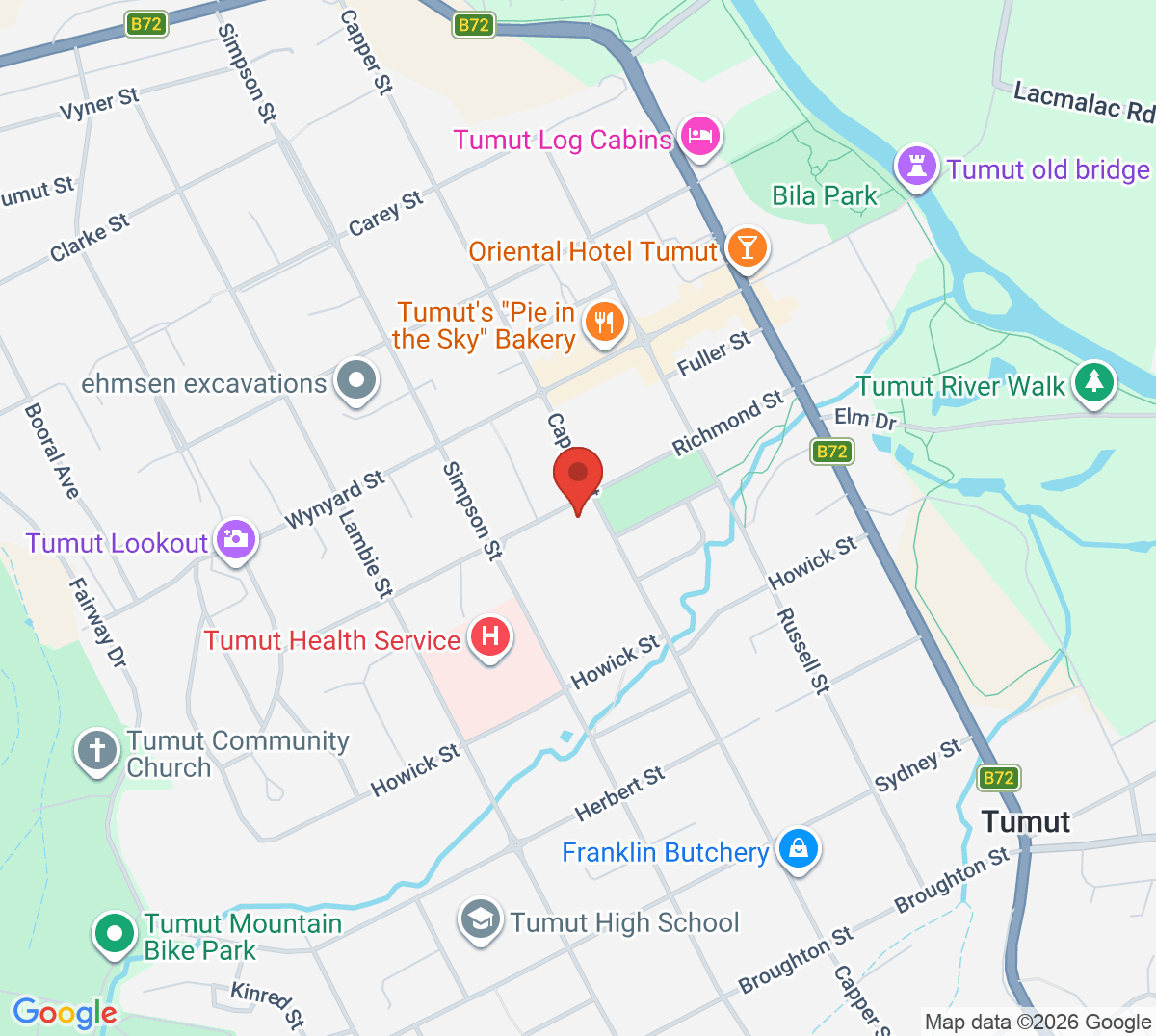 Map of Tumut Lawn Tennis Club