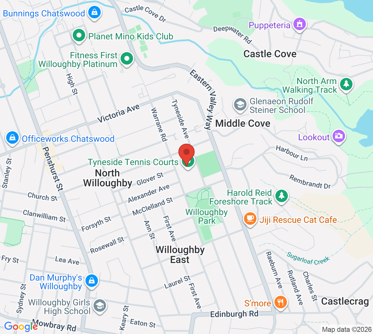 Map of Tyneside Tennis