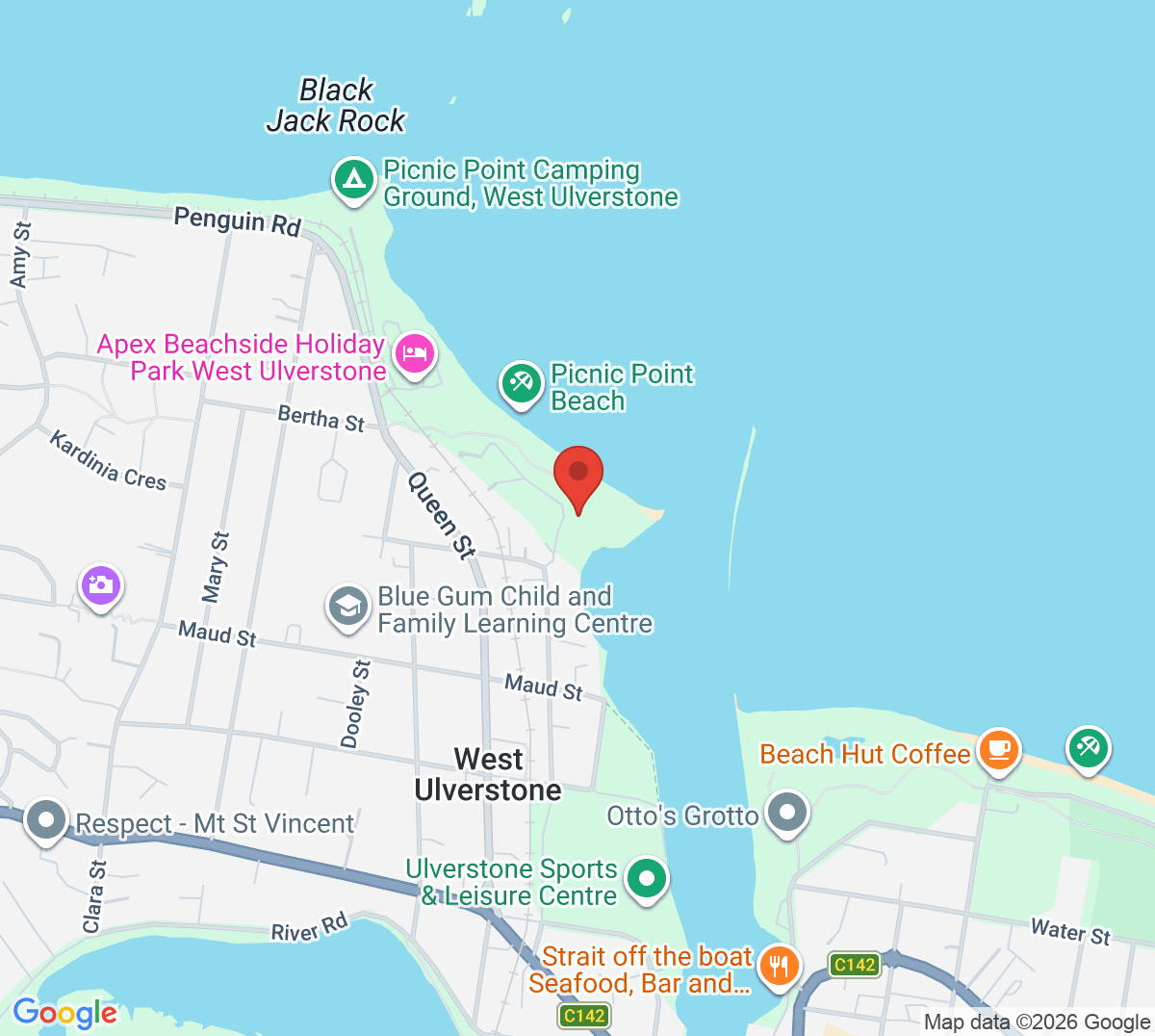 Map of Ulverstone Tennis Club