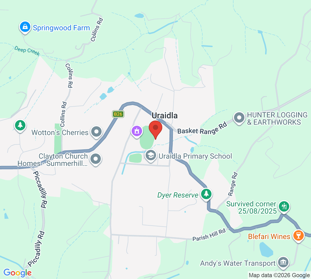Map of Uraidla Tennis Club