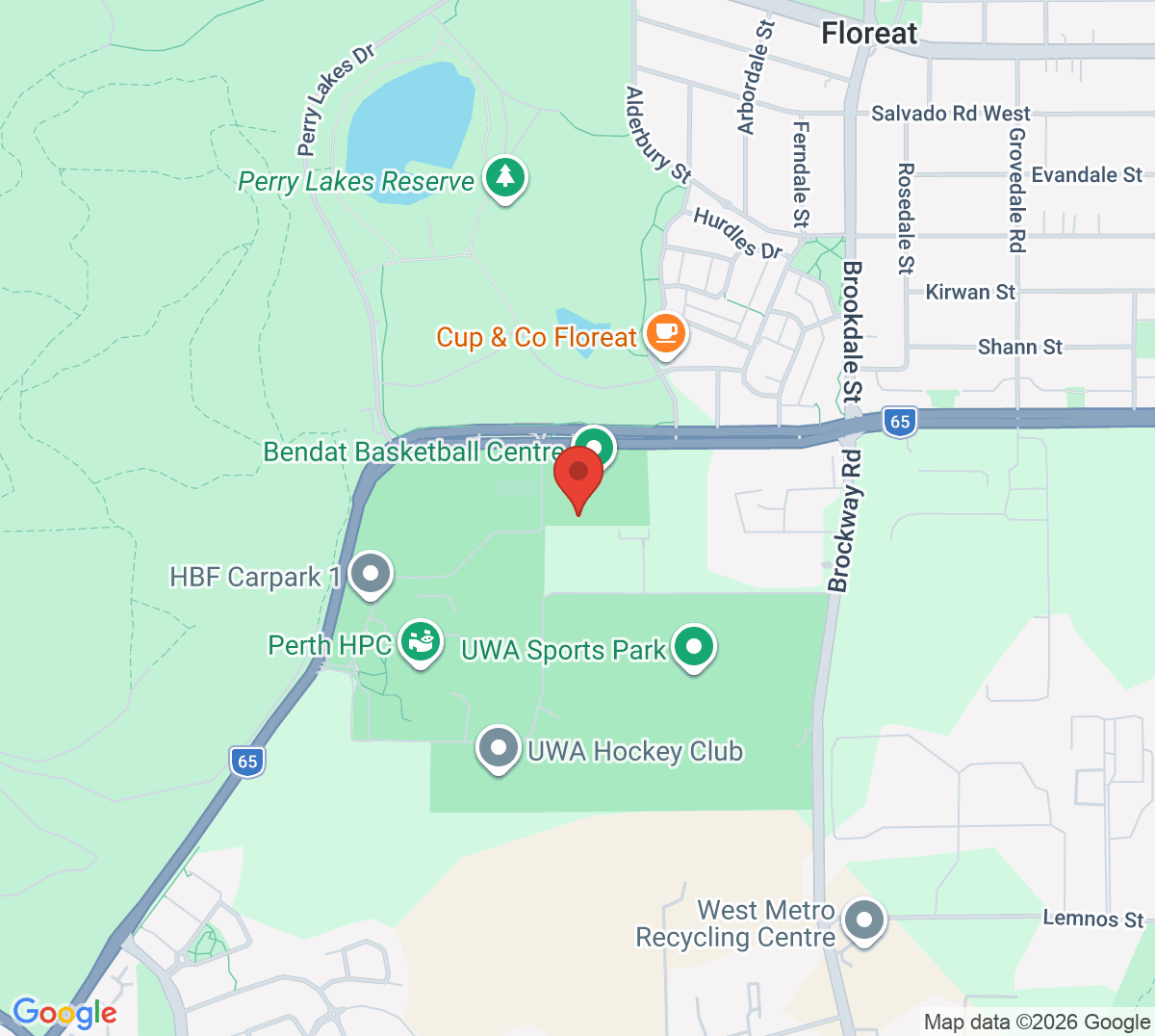 Map of UWA Tennis Club