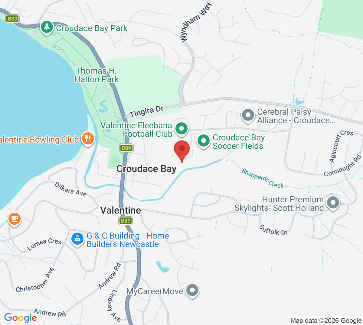 Map of Valentine Tennis Centre - Cagney Tennis Academy