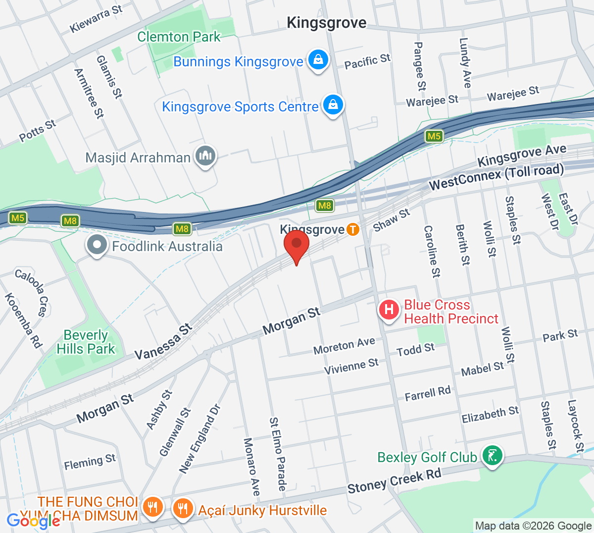 Map of Vanessa Street Tennis