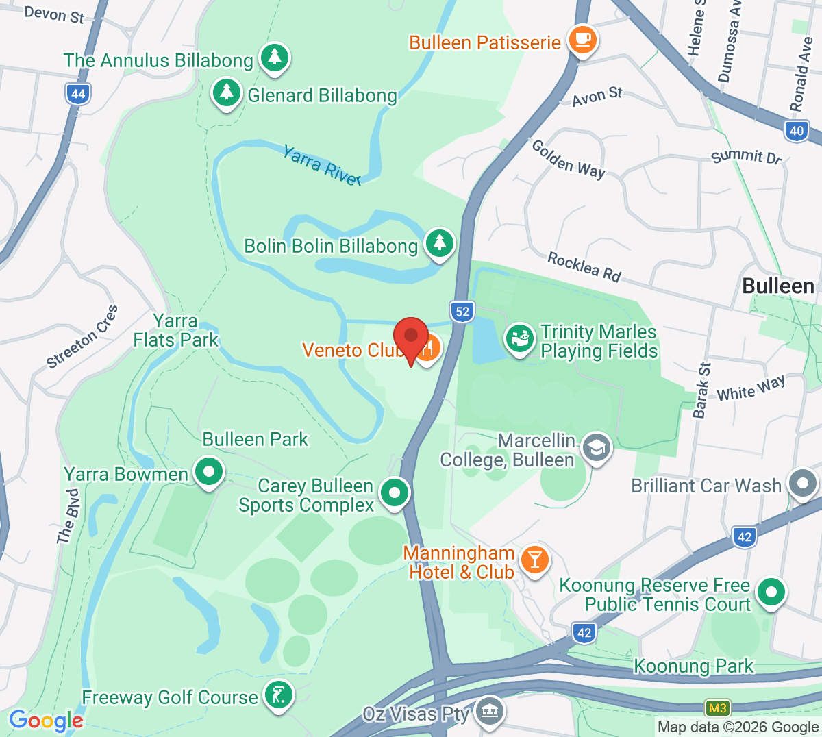 Map of Veneto Tennis Club (Bulleen)