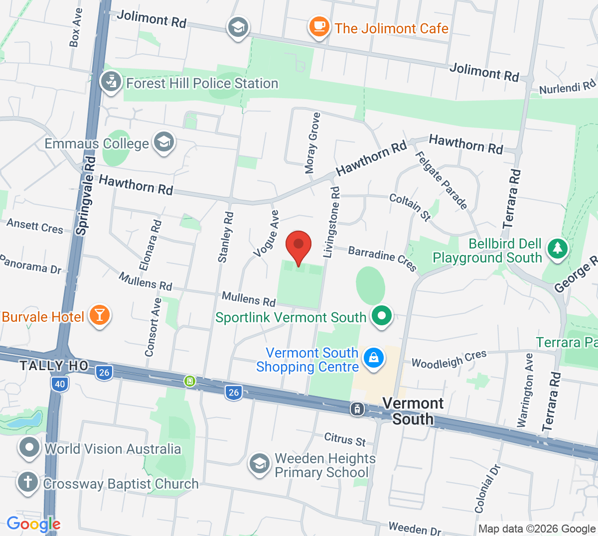 Map of Vermont South Tennis Club