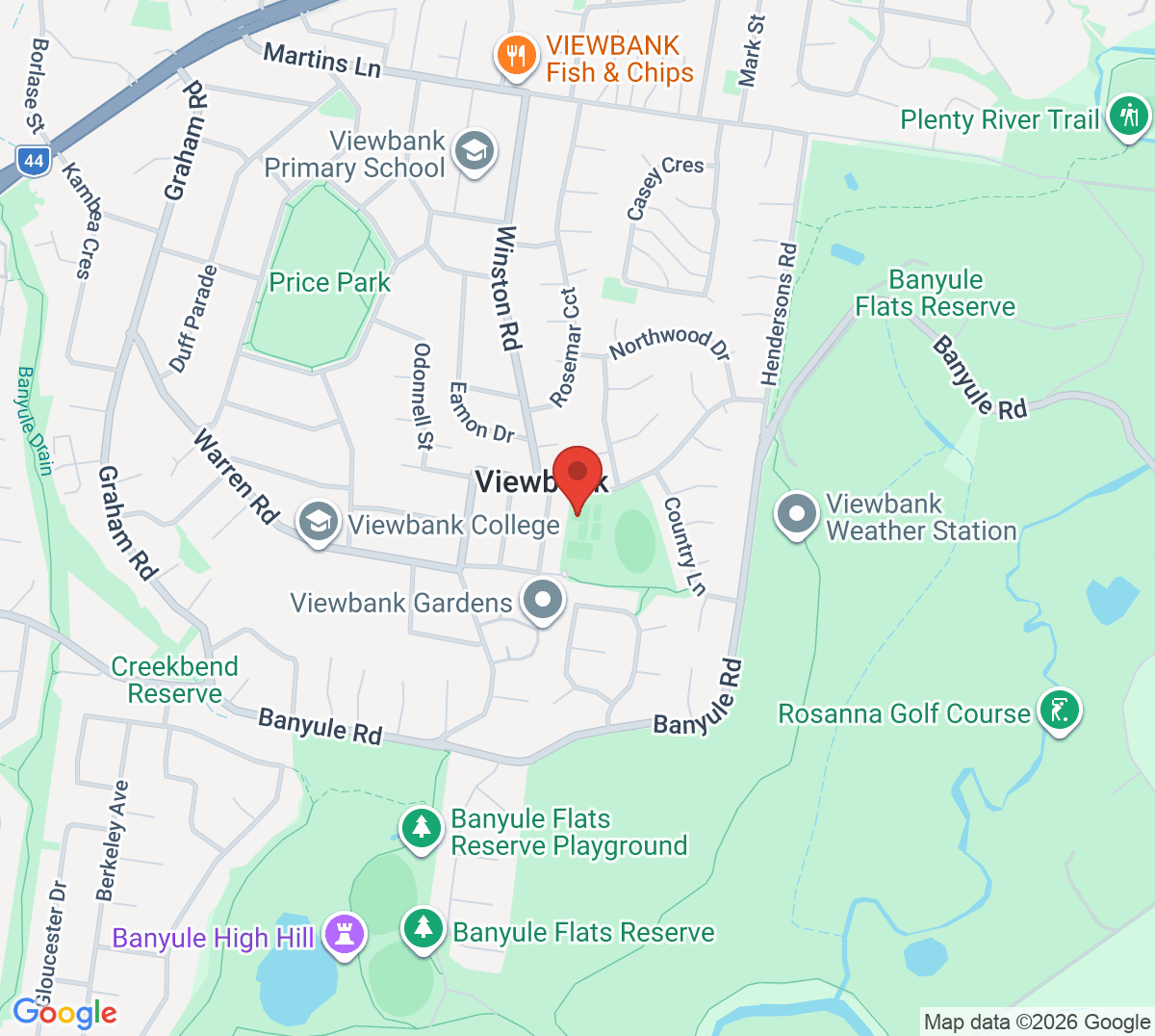 Map of Viewbank Tennis Club