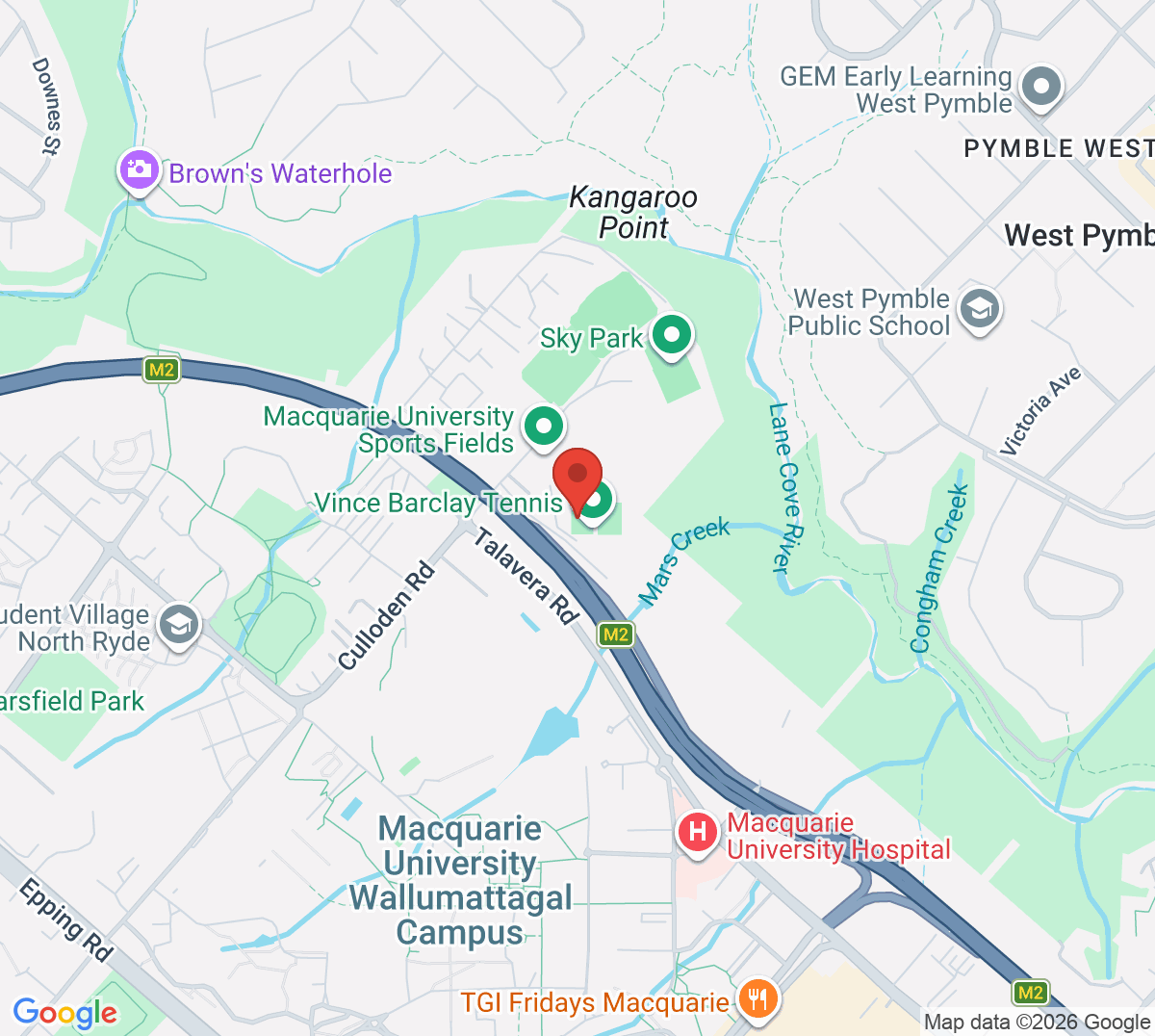 Map of Vince Barclay Tennis Academy