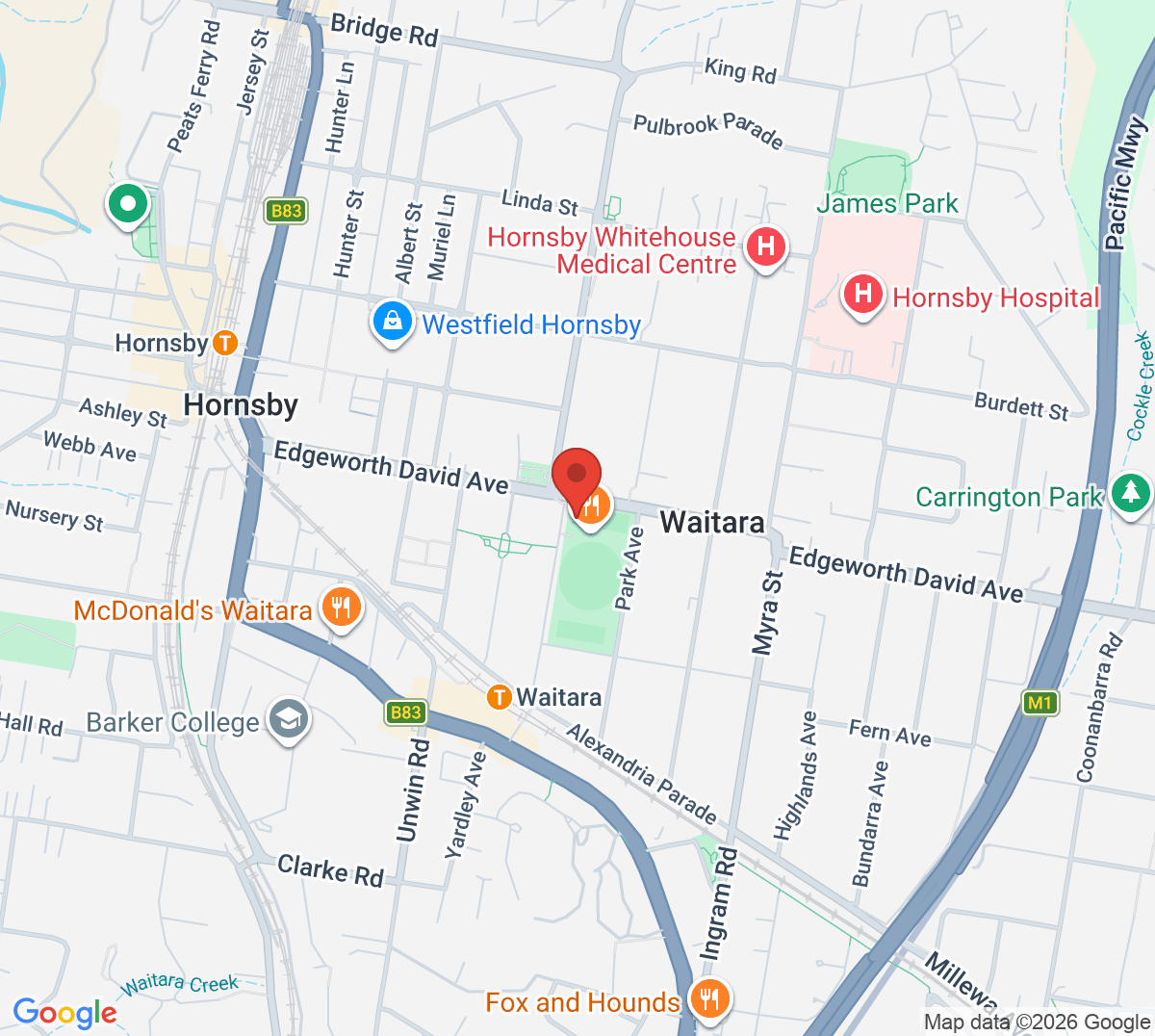 Map of Kim Warwick Tennis - Waitara