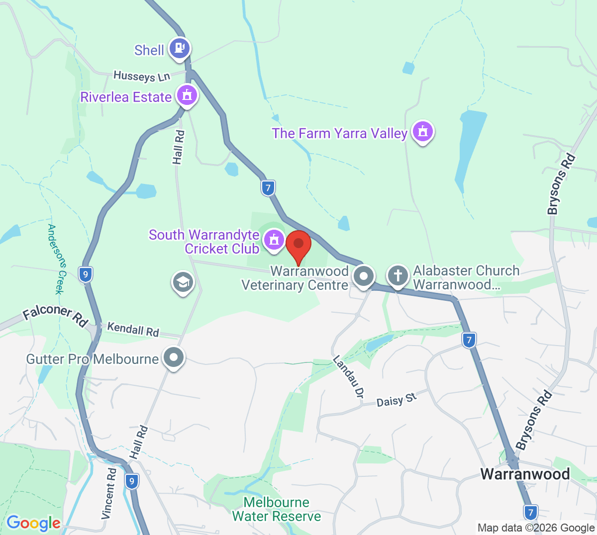 Map of Warrandyte Tennis Club (Colman Road)