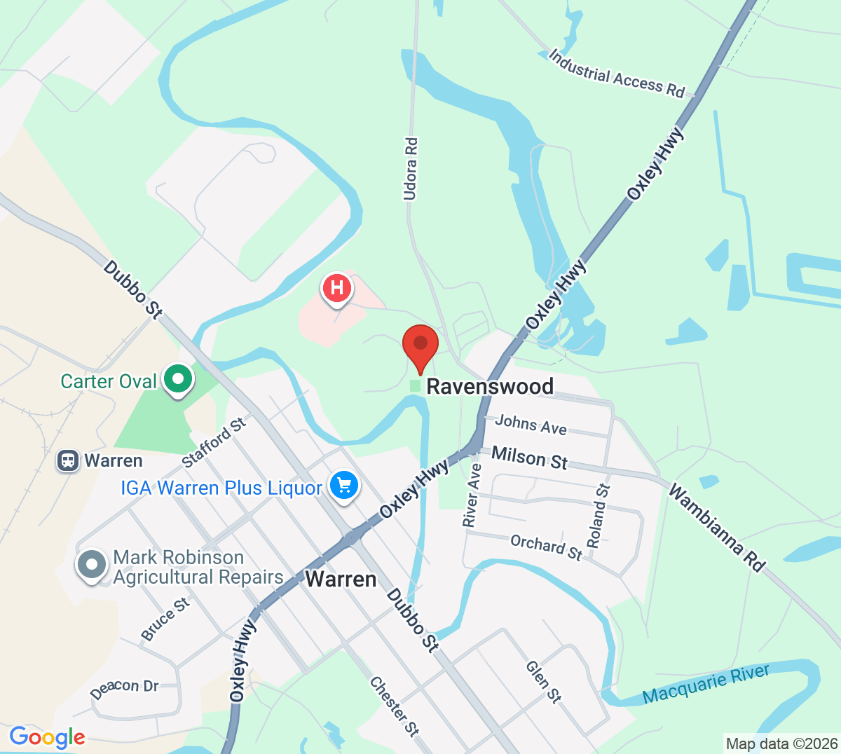 Map of Warren & District Tennis Club