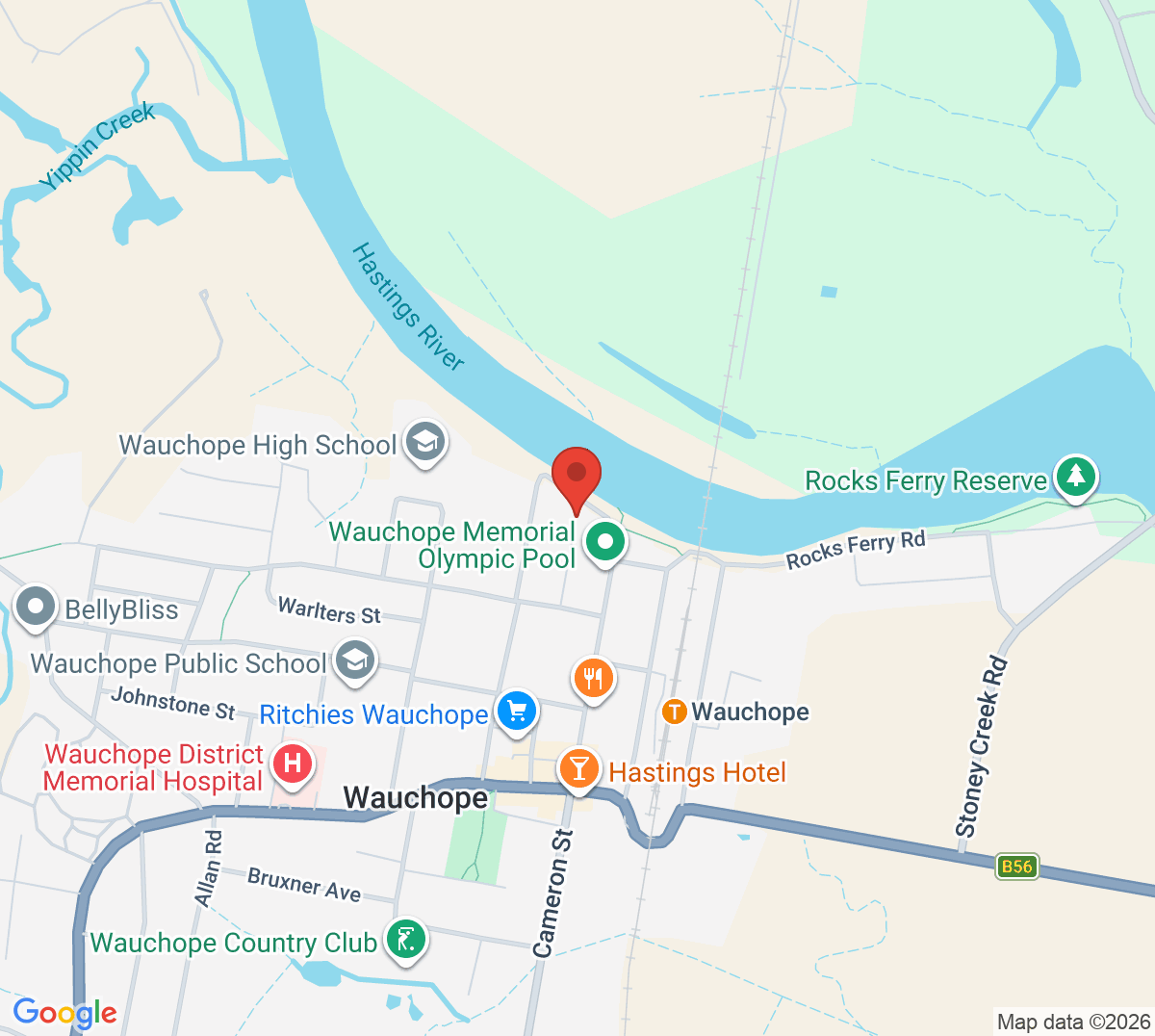Map of Wauchope Tennis Club and Pickleball