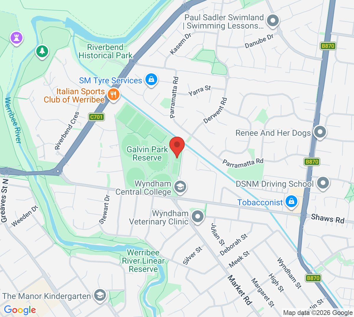 Map of Werribee Central Tennis Club