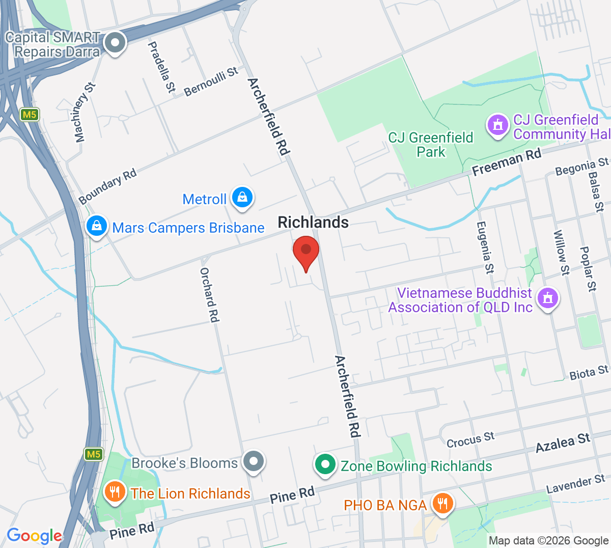 Map of West Brisbane Tennis Centre