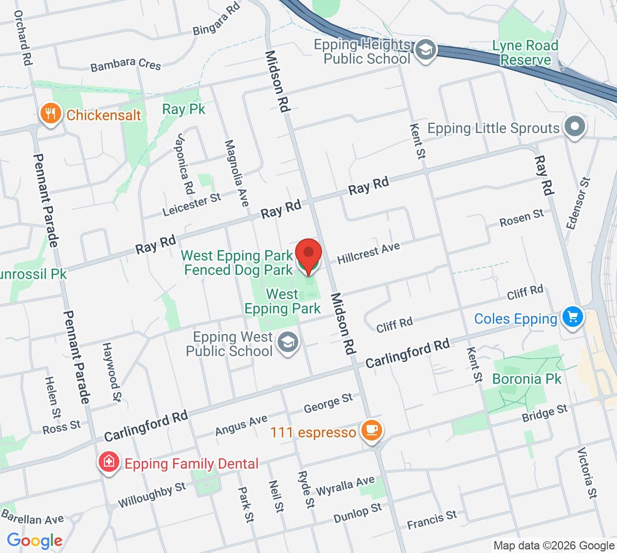 Map of West Epping Tennis Courts