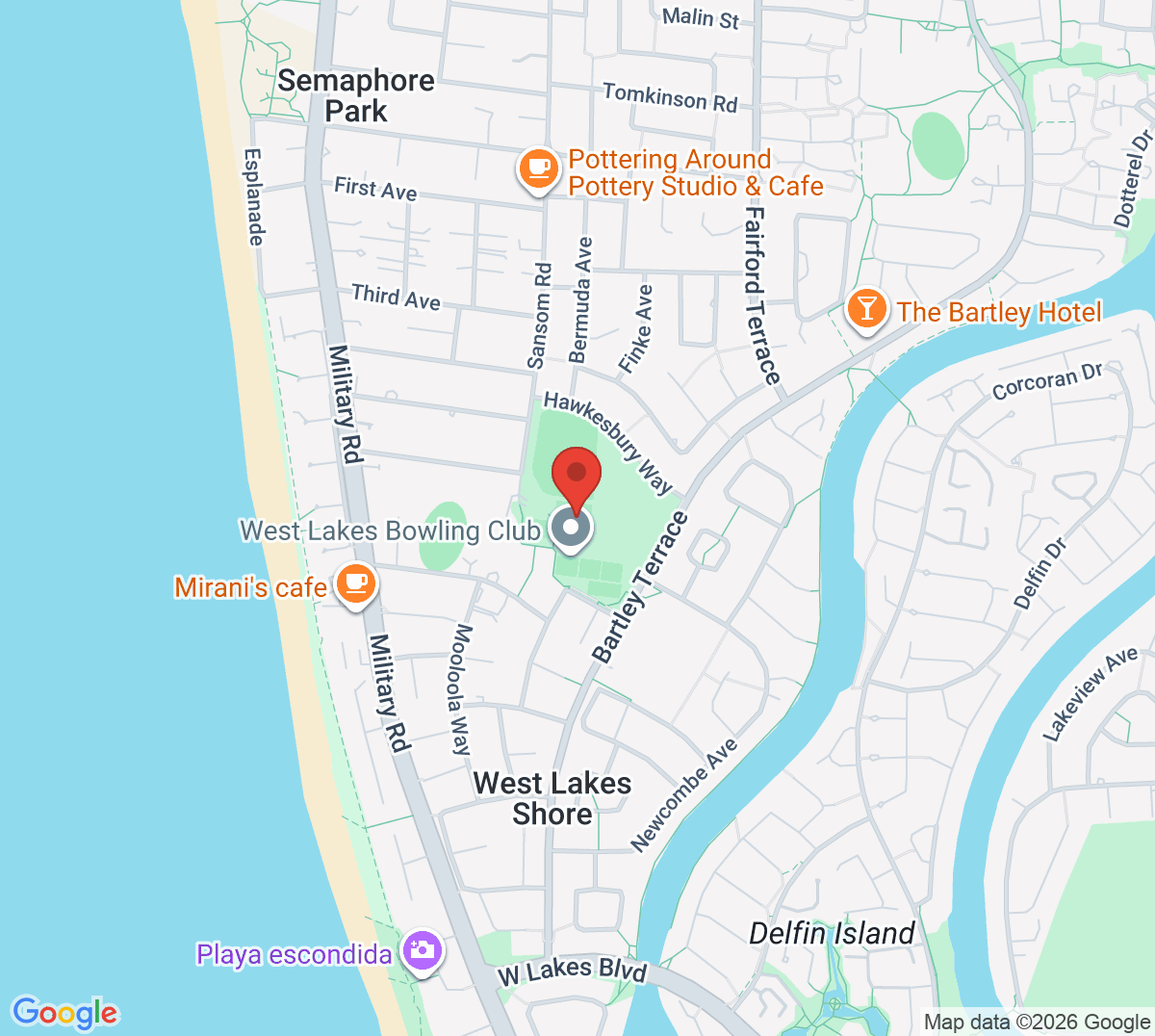 Map of West Lakes Tennis Club