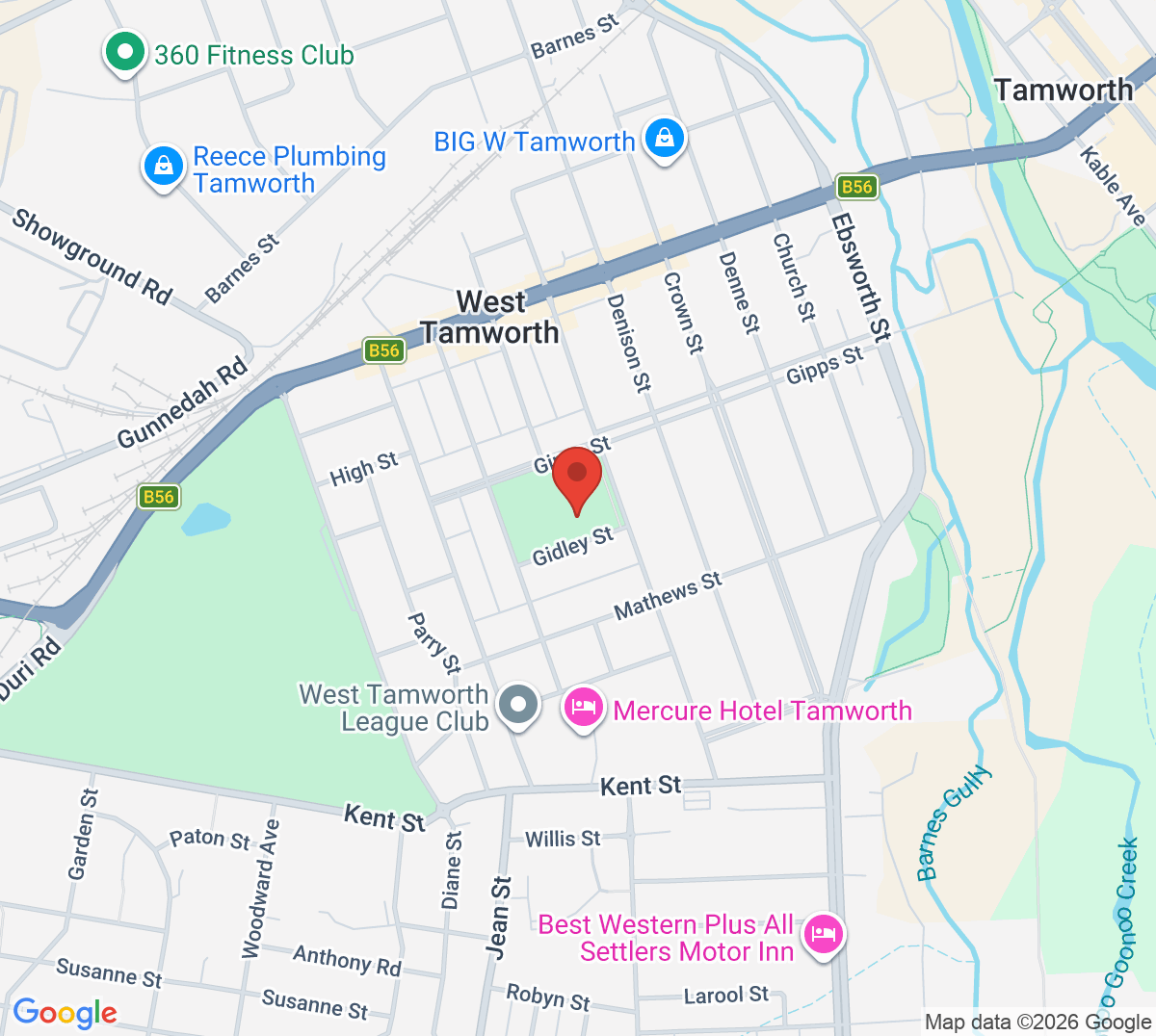 Map of West Tamworth Tennis Club