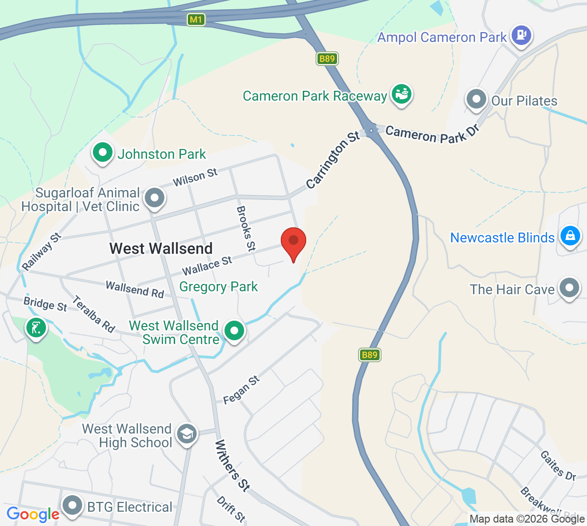 Map of West Wallsend Tennis Courts