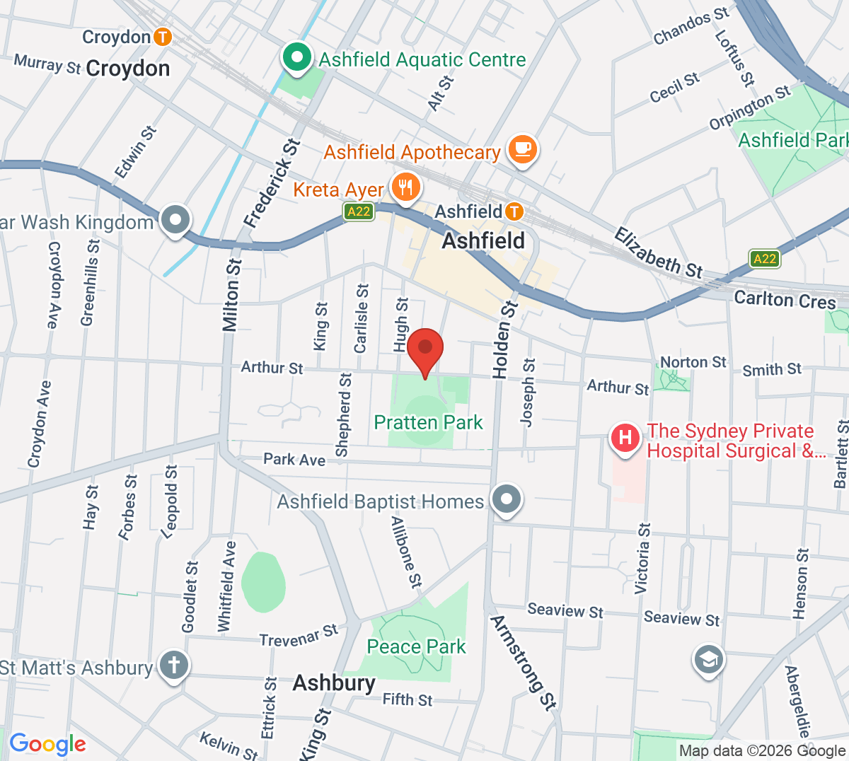 Map of Western Suburbs Lawn Tennis Association